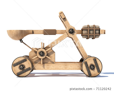 Catapult isolated on white background 3d rendering Catapult isolated on white background 3d rendering 71120242