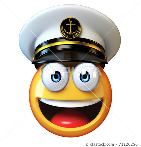 Marines hat emoji isolated on white background, admiral emoticon wearing navy cap 3d rendering Marines hat emoji isolated on white background, admiral emoticon wearing navy cap 3d rendering 71120256