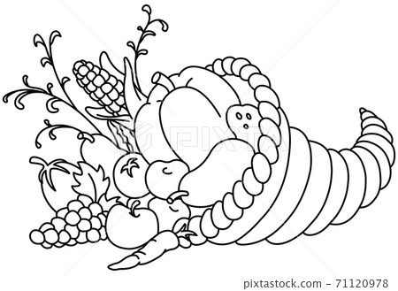 outlined horn of plenty - Stock Illustration [71120978] - PIXTA