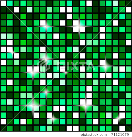 Emerald green seamless mosaic shimmer background. Sparkle glitter backdrop. Disco ball seamless wallpaper. 71121079