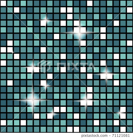 Teal seamless mosaic shimmer background. Sparkle glitter backdrop. Disco ball glitter wallpaper. 71121081