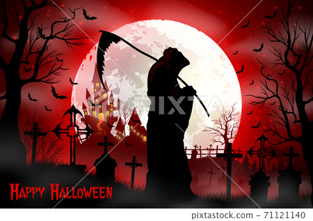 Halloween grim reaper holding scythe Halloween grim reaper holding scythe 71121140