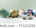 Christmas background of new year decorations 2021 on a light background. 71121293