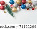 Christmas background of new year decorations 2021 on a light background. 71121299