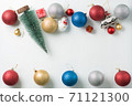 Christmas background of new year decorations 2021 on a light background. 71121300