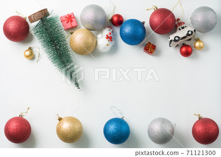 Christmas background of new year decorations 2021 on a light background. Christmas background of new year decorations 2021 on a light background. 71121300