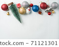Christmas background of new year decorations 2021 on a light background. 71121301