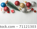Christmas background of new year decorations 2021 on a light background. 71121303
