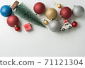 Christmas background of new year decorations 2021 on a light background. 71121304