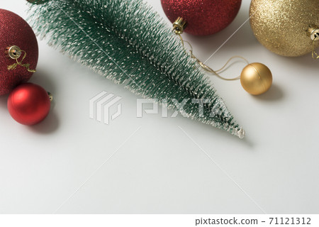 Christmas background of new year decorations 2021 on a light background. 71121312
