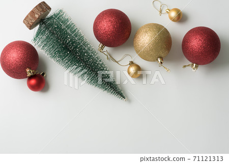 Christmas background of new year decorations 2021 on a light background. 71121313