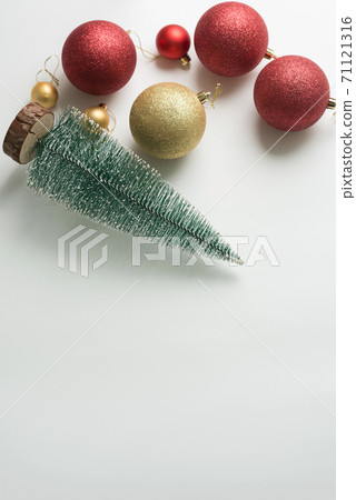 Christmas background of new year decorations 2021 on a light background. 71121316