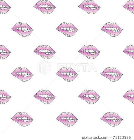 Pink lips. Mouths with teeth. Seamless pattern. Vector background Pink lips. Mouths with teeth. Seamless pattern. Vector background 71123556