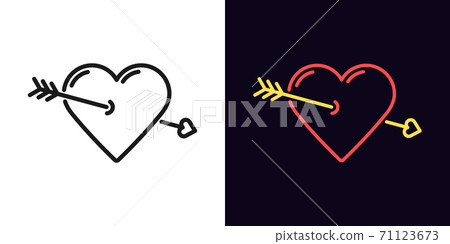 Outline heart icon. Linear heart sign with cupid arrow, heart shape with editable stroke 71123673