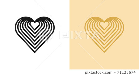 Outline heart icon. Linear heart sign with repeat texture, heart shape with editable stroke 71123674