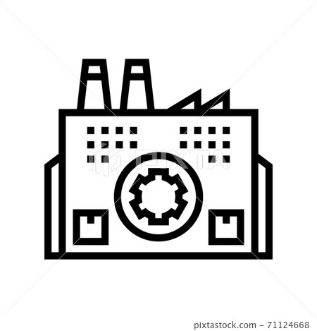 industrial plant building line icon vector... - Stock Illustration ...