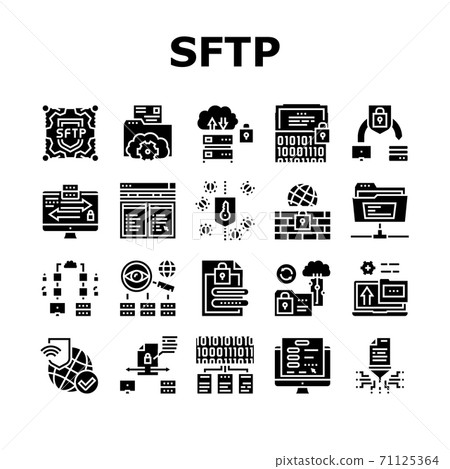 Ssh, Sftp File Transfer Protocol Icons Set Vector - Stock Illustration ...