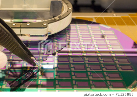 Hand in glove with probes turn on small tiny display 71125995