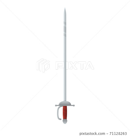 Medieval war type of weapon, concept icon rapier sword old cold weapon flat vector illustration, isolated on white. Cartoon equipment of murder. Medieval war type of weapon, concept icon rapier sword old cold weapon flat vector illustration, isolated on white. Cartoon equipment of murder. 71128263