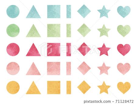 Watercolor figure Circle, triangle, square, star, heart 7 types set 71128472