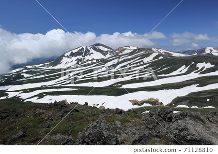 從Taisetsuzan Hakuundake朝Asahidake方向看斑馬雪谷的景色 71128810