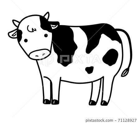 Cute cow illustration (monochrome) - Stock Illustration [71128927] - PIXTA