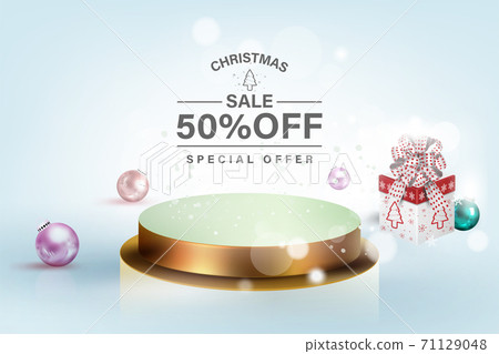 3D vector minimal luxury  podium  golden in front of pastel blue background display scene stage platform showcase product sale banner presentation product,cosmetic. 71129048