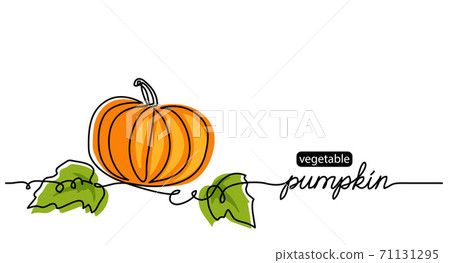 Ppumpkin simple vector illustration. One continuous line drawing art illustration with lettering pumpkin Ppumpkin simple vector illustration. One continuous line drawing art illustration with lettering pumpkin 71131295