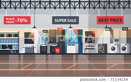 empty no people electronics market black friday big sale promotion discount shopping concept 71134234