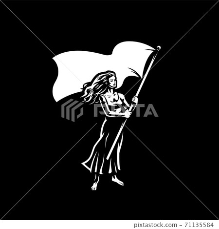 Woman with a flag. Woman with a flag. 71135584