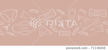 Women hygiene supplies for menstruation: underpants, pads, tampons, menstrual cup 71136048