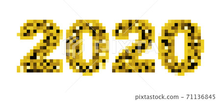 Pixel New Year Numbers 2020 Isolated on White Background 71136845