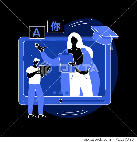 Online language tutoring abstract concept vector illustration. 71137389