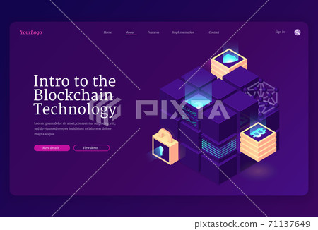Intro to blockchain technology isometric landing Intro to blockchain technology isometric landing 71137649