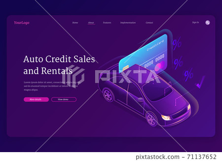 Auto credit sales and rentals, loan car purchase - Stock Illustration