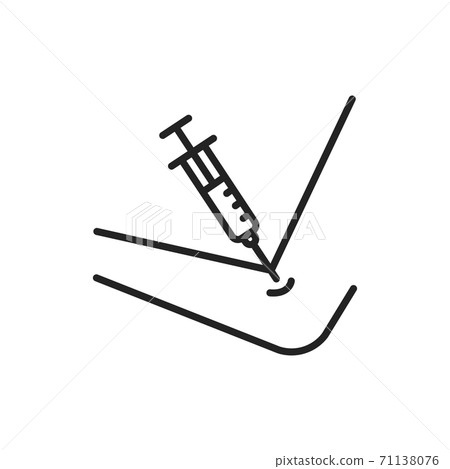 Blood test black line icon. Isolated vector element. Outline pictogram Blood test black line icon. Isolated vector element. Outline pictogram 71138076