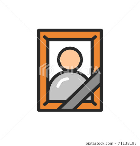 Mourning photo frame color line icon. Isolated vector element. Mourning photo frame color line icon. Isolated vector element. 71138195