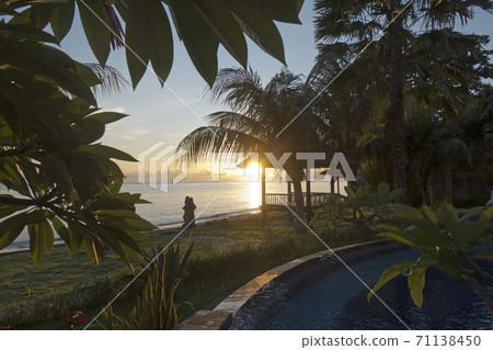 Bali. Amed. Sunrise over the black sand beach... Bali. Amed. Sunrise over the black sand beach... 71138450