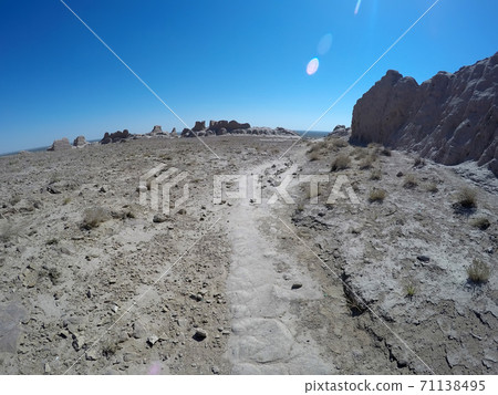 ancient Khorezm fortress ruins on the Kyzylkum Desert, Uzbekistan 71138495