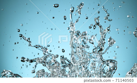 Water splash isolated on blue background 71140503