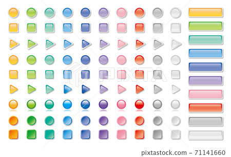 Transparent and colorful shimmering button icon material / white background 71141660