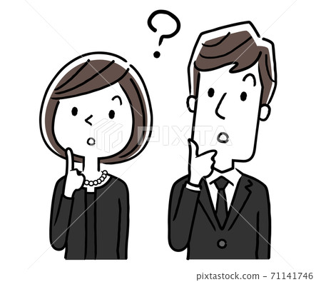 矢量圖素材：哀悼中的男人和女人，思考，有問題 71141746