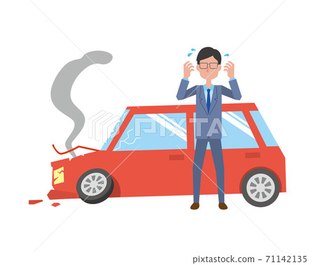 A man impatient in a car accident 71142135
