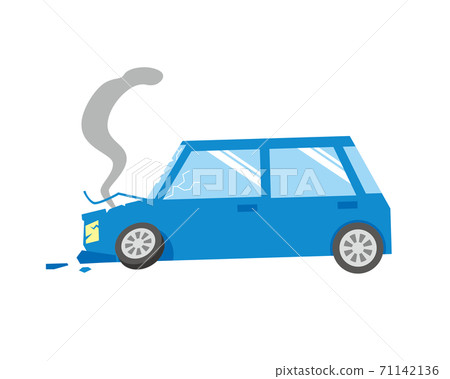一輛藍色的車禍車的插圖 71142136