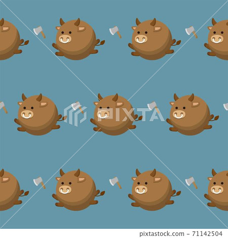 牛的無縫連續背景,中國新年,中國七夕,中國情人節,卡通漫畫插圖向量 71142504