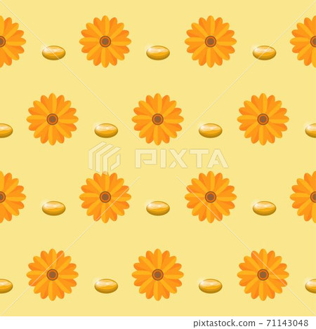 Seamless continuous cartoon comic illustration of calendula and lutein health food vector background Seamless continuous cartoon comic illustration of calendula and lutein health food vector background 71143048