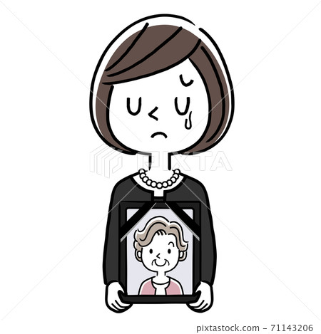 Vector illustration material: Woman in mourning, with a ghost 71143206