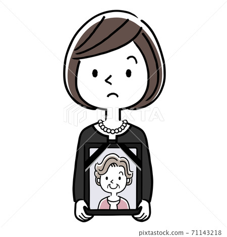 Vector illustration material: Woman in mourning, with a ghost 71143218