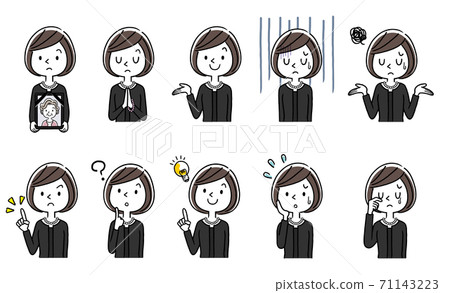 Vector Illustration Material: Woman in Mourning, Set Vector Illustration Material: Woman in Mourning, Set 71143223