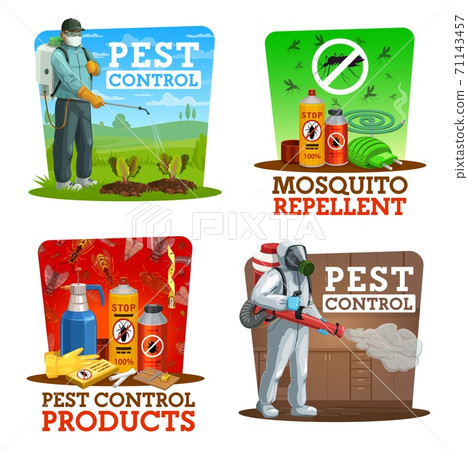 Pest control vector icons, mosquito repellents 71143457
